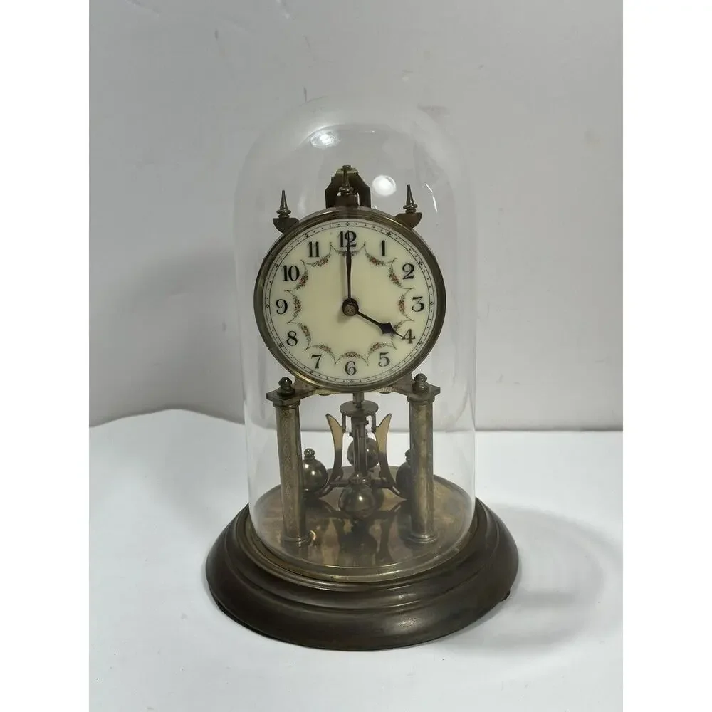 Antique‎ Clock Germany NO(0) Jewels unadjusted Torsion Dome For Parts or Repair